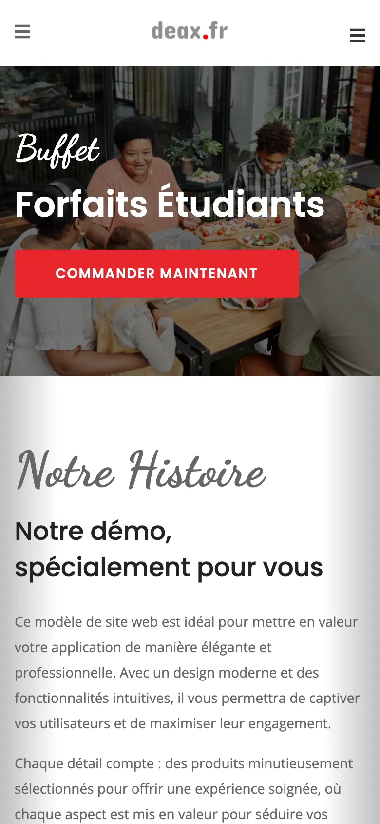 La démo Restaurant & Bistro sur mobile