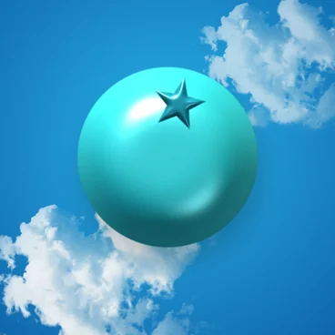 Bloum, bonbon bleuet en 3D dans les nuages