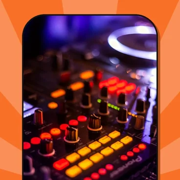 Rayonne, platines sur fond orange
